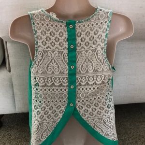 Double zero green top w/ lace back